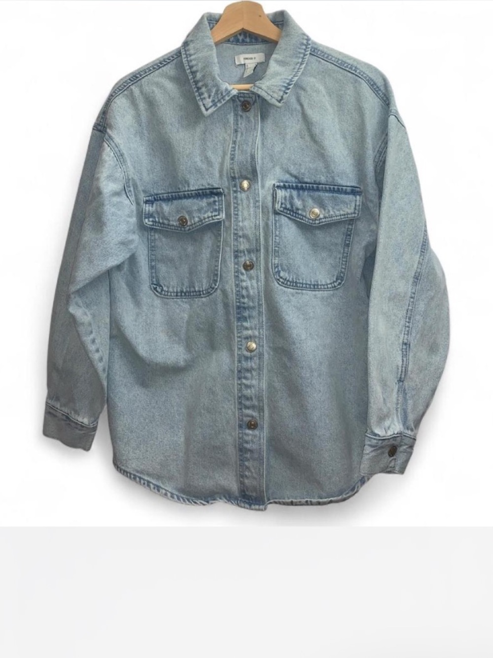 Forever 21 Light Wash Denim Shirt Jacket (Shacket)